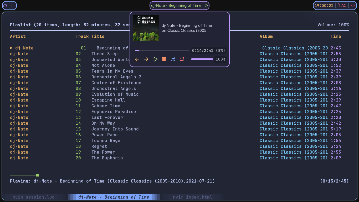 Screenshot of likalium computer, showing a topbar made with eww.