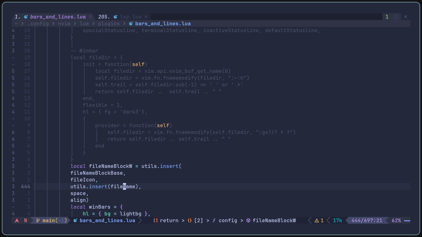 Screenshot of likalium's computer, showing a configured Neovim